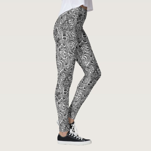 Leggings William Morris indio, negro y blanco (Derecha)