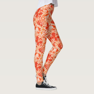 Leggings William Morris Iris y Lily, Naranja mandarín