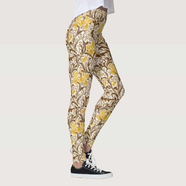 Leggings William Morris Irises, Mustard Gold, Brown & Beige (Derecha)