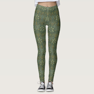 Leggings William Morris Ispahan Verde Azul Floral Arte