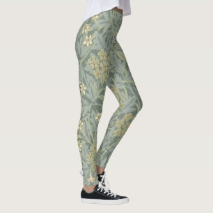Leggings William Morris Jasmine Azul Arte Botánico Verde