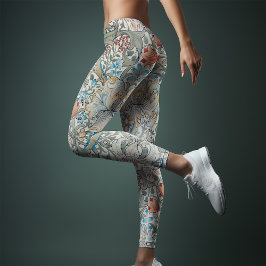 Leggings William Morris Lily Art Nouveau Floral Pattern Leg