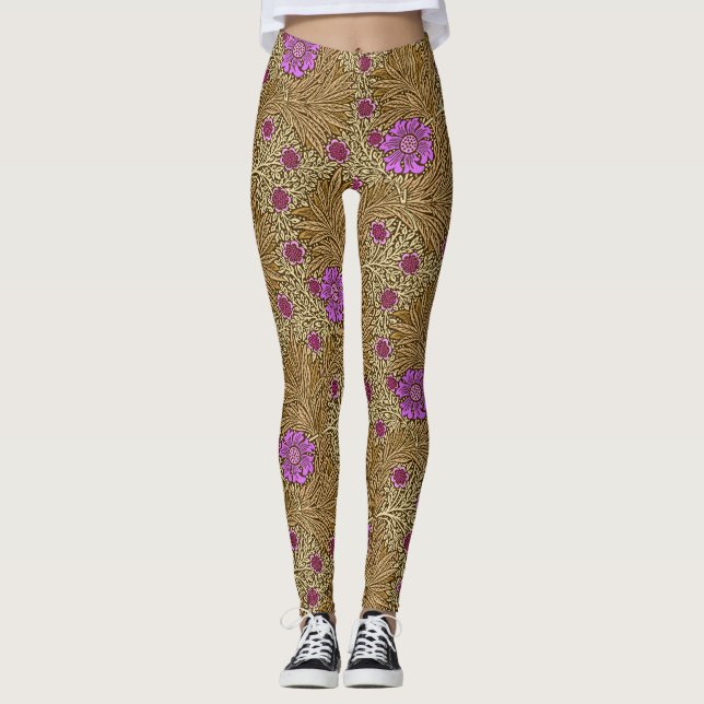 Leggings William Morris Marigold, Brown, Beige y Violet (Anverso)