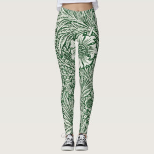 Leggings william morris marigold flor floral verde