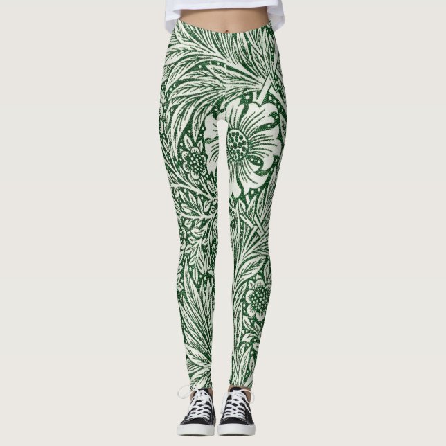 Leggings william morris marigold flor floral verde (Anverso)