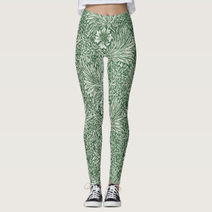 Leggings william morris marigold flor floral verde