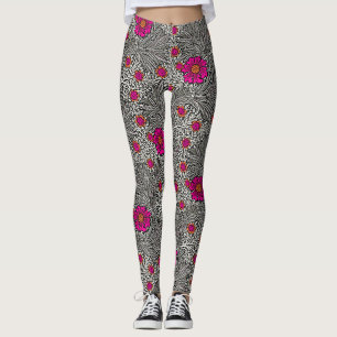Leggings William Morris Marigold, Gris / Gris y Blanco