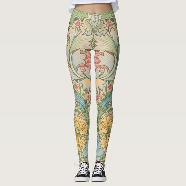 Leggings William Morris Myrtle Flor Floral Botánica (Anverso)