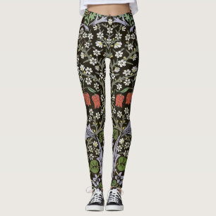 Leggings William Morris - Patrón de espinas negras vintage