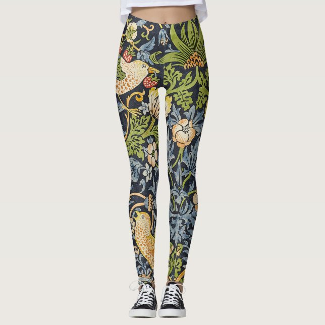 Leggings William Morris - Patrón floral de fresa (Anverso)