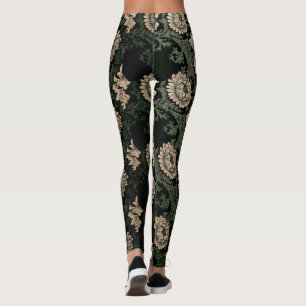 Leggings William Morris, patrón,rediseñado,colores oscuros,