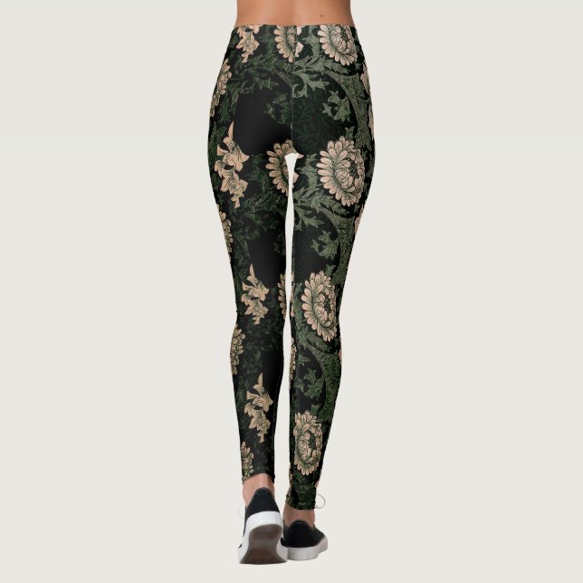 Leggings William Morris, patrón,rediseñado,colores oscuros, (Reverso)