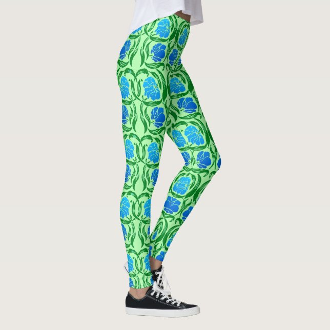 Leggings William Morris Pimpernel, Blue & Lime Green (Derecha)