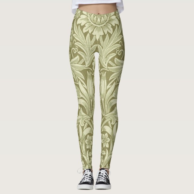 Leggings William Morris Sunflower Green Flower (Anverso)