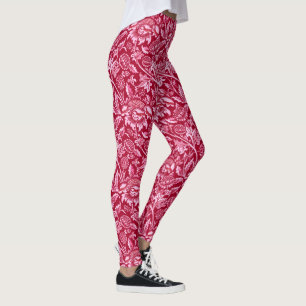 Leggings William Morris Sunflowers, Borgoña y Rosa