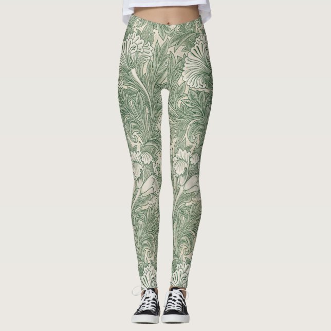 Leggings william morris tulip wallpaper textile green (Anverso)