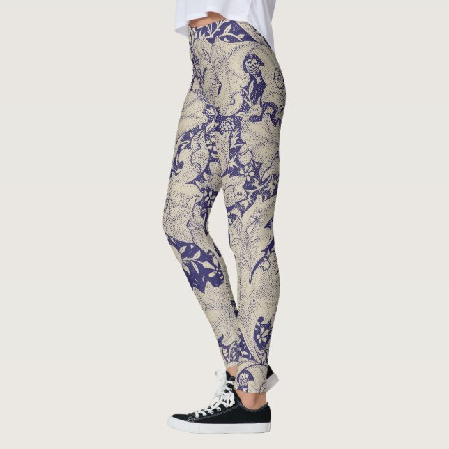 Leggings William Morris Wallflower damasco azul floral (Izquierda)