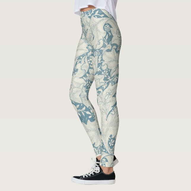 Leggings William Morris Wallflower damasco azul floral (Izquierda)