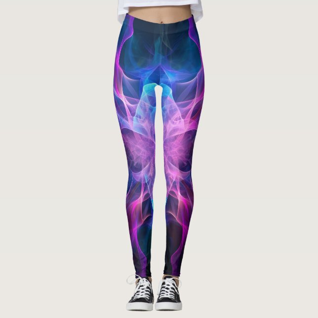 Leggings Wisps etéreos: Azul y arte kirano malauve (Anverso)