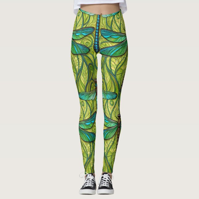 Leggings with a vibrant dragonfly pattern (Anverso)