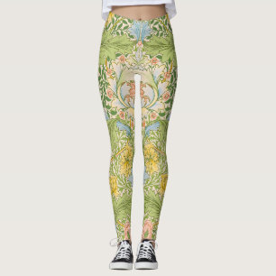 Leggings Wm Morris Myrtle Floral Arte Nouveau Pastel