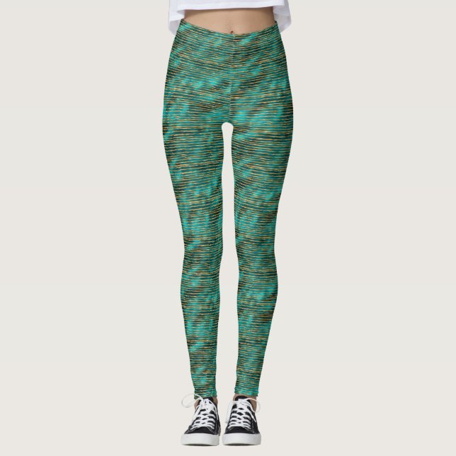 Leggings Women - Blue And Gold Pattern (Anverso)