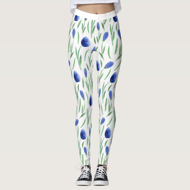 Leggings Women - Blue Flowers (Anverso)