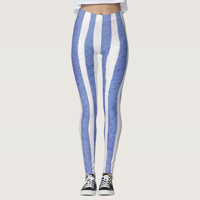 Leggings Women - Blue Stripe Pattern (Anverso)