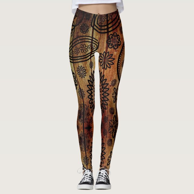 Leggings Wood Henna Tattoo - Power yoga Ir (Anverso)