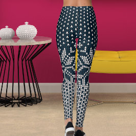 Leggings Wool Knitted Christmas And New Year Flower Pattern