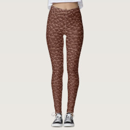 Leggings Worn Faux Brown Leather