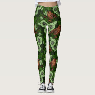 Leggings Wren y hellebore en verde oscuro