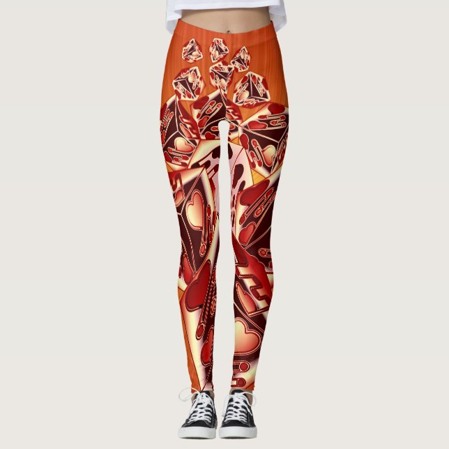 Leggings Würfel der Liebe mit Herzen (Anverso)