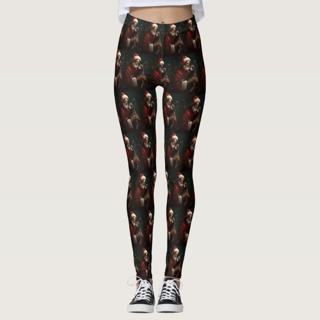 Leggings Xoloitzcuintli Con Navidades festivos de Santa Cla (Anverso)