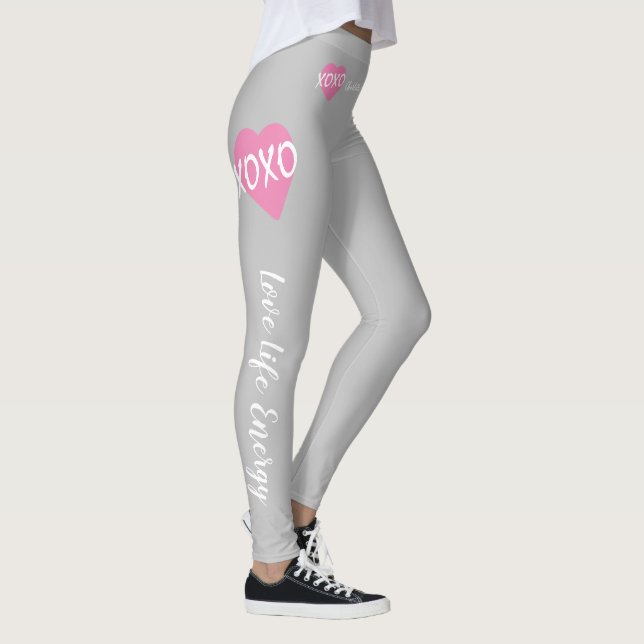 Leggings XOXO Corazón Rosa Blanco XOXO Abrazos Besos Gris (Derecha)