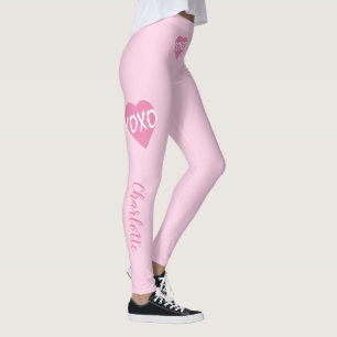 Leggings XOXO Corazón rosa Blanco XOXO Abrazos Besos Rosa