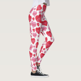 Leggings XOXO Love Pink Red Heart Pattern Valentine