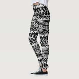 Leggings Y blanca modelos dibujados mano negra del Doodle