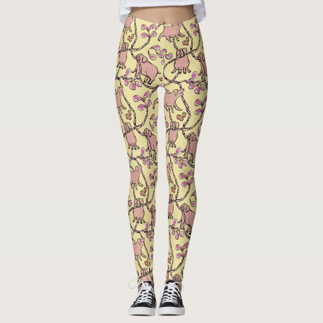 Leggings Y L Gracioso patrón de Año Cerdo Vietnamita Chino (Anverso)