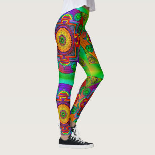 Leggings yantra la gran rueda verde violeta