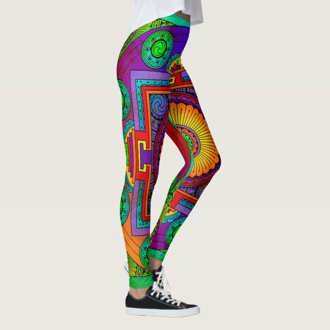 Leggings yantra la gran rueda violeta verde (Derecha)