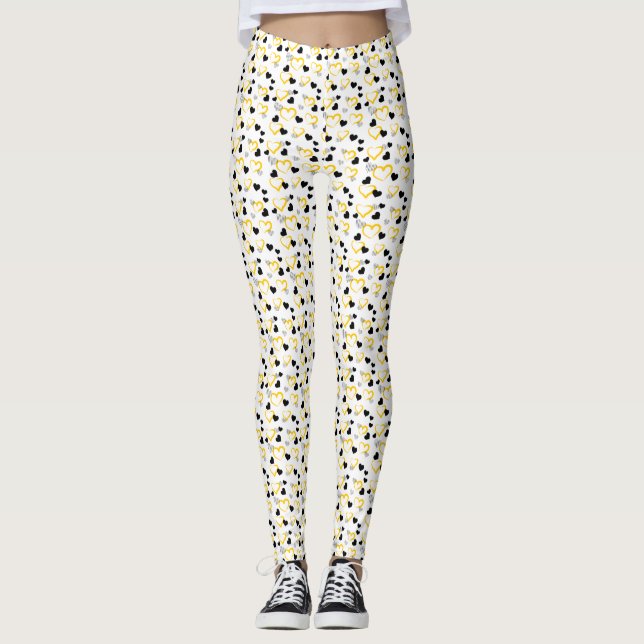 Leggings yellow and black hearts (Anverso)