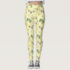Leggings Yellow Green Butterflies