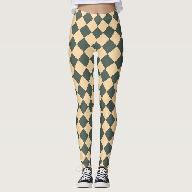Leggings Yellow Green Checker Diamond Pattern (Anverso)