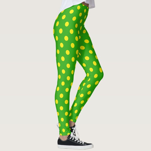 Leggings Yellow On Green Polka Dots Pattern Design  (Subido por el creador)