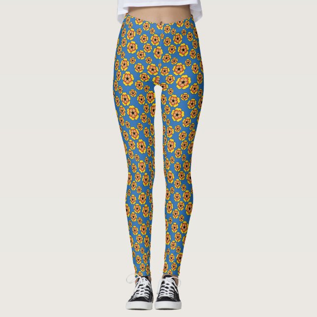 Leggings Yellow Orange Flowers Pattern (Anverso)