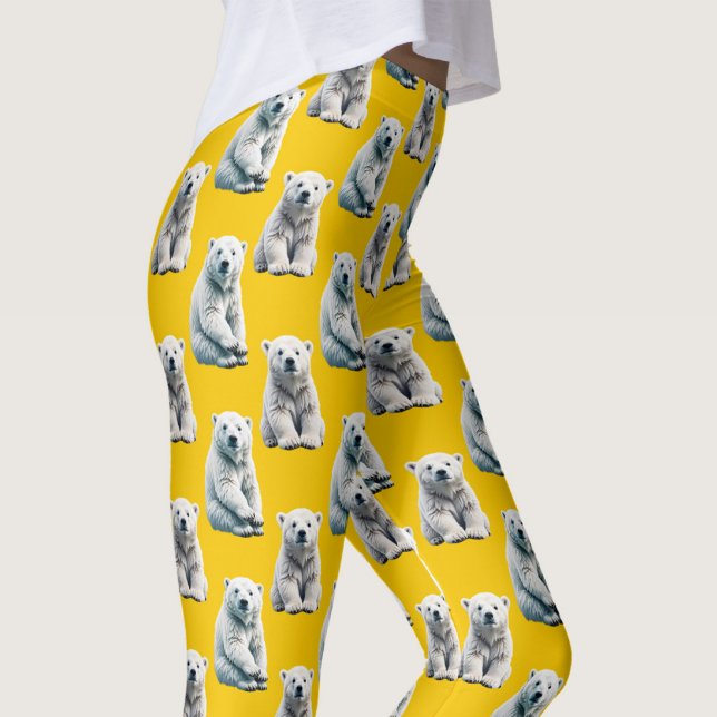 Leggings Yellow Polar Bear Pattern Design  (Subido por el creador)