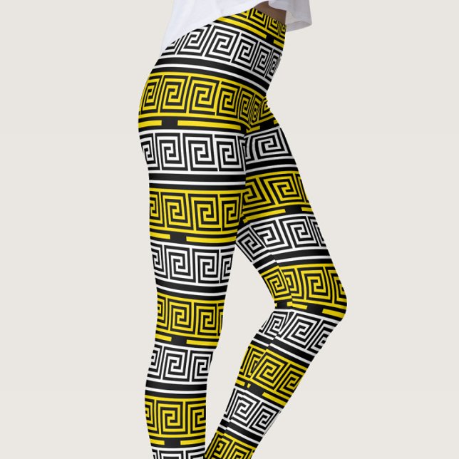 Leggings Yellow White Black Greek Key Fret Pattern Design  (Subido por el creador)