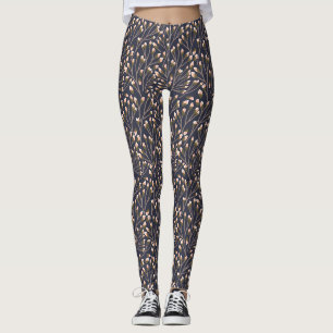 Leggings Yemas rosadas delicadas en ramas marrones