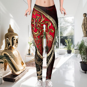 Leggings Yin espiritual rojo y Yang meditación y yoga